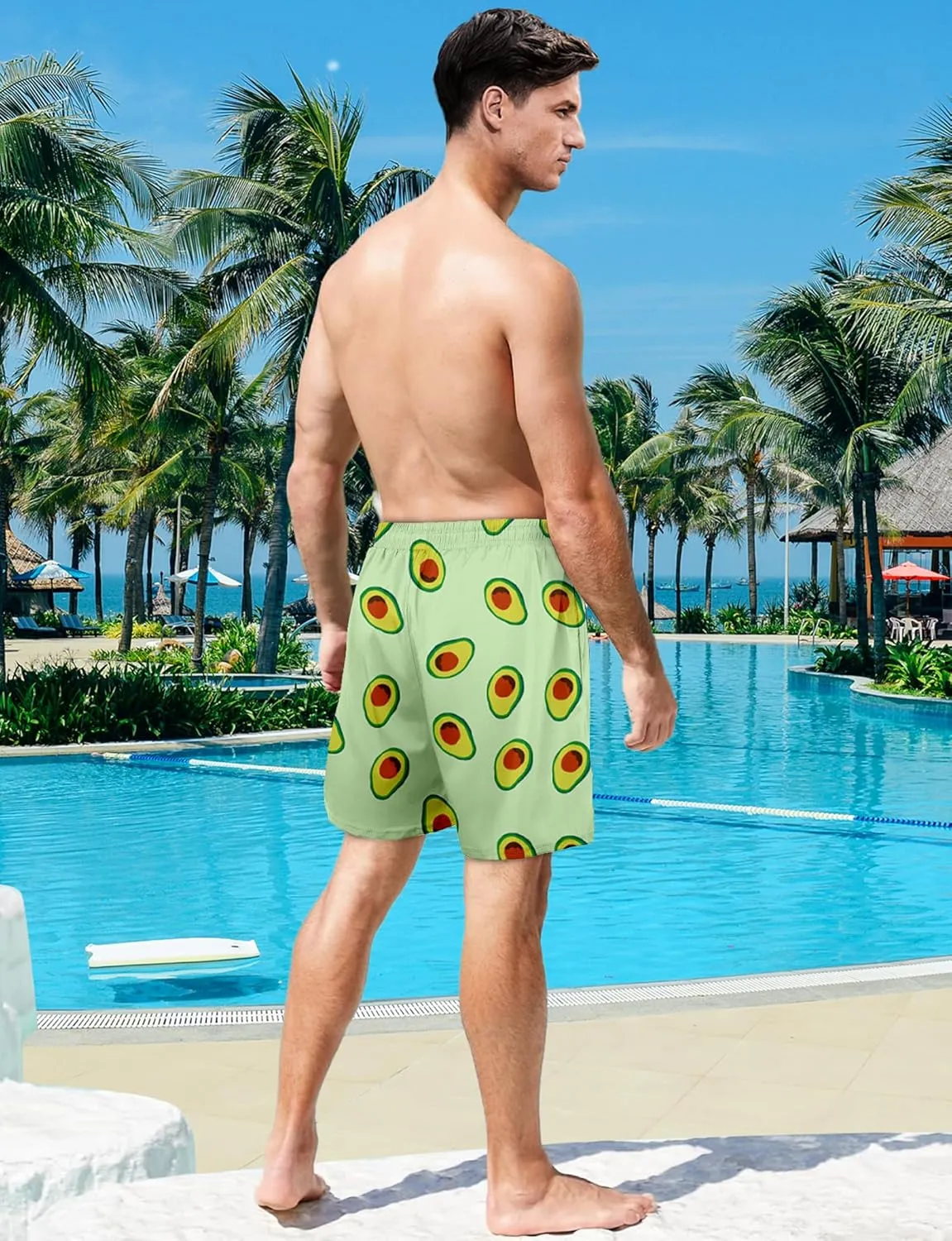 Buauty Mens Swim Trunks with Compression Liner 5 Inch Inseam Swim Shorts Quick Dry Mens Swimsuit Board Shorts with Pockets