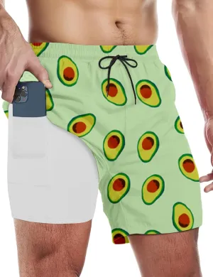 Buauty Mens Swim Trunks with Compression Liner 5 Inch Inseam Swim Shorts Quick Dry Mens Swimsuit Board Shorts with Pockets