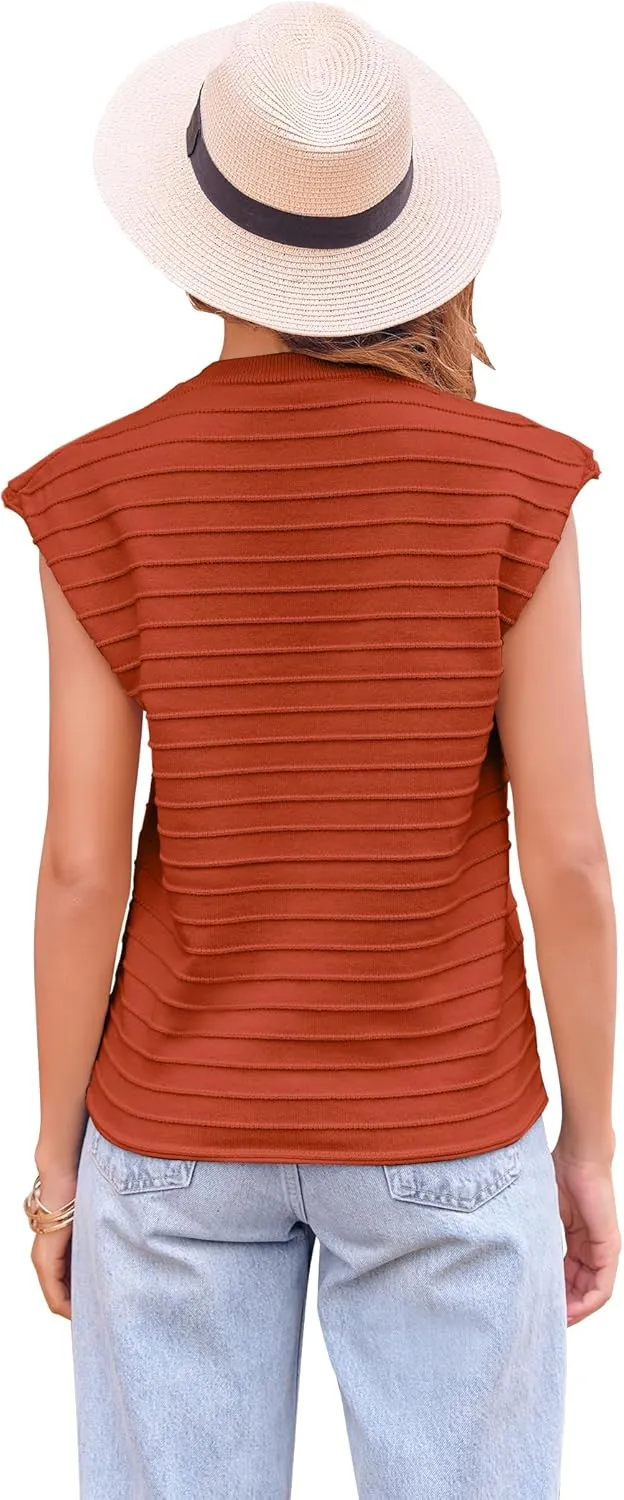 BZB Womens Cap Sleeve Sweater Tops Casual Sleeveless Shirt Knit Pullover Tanks 2024 Trendy Sweater Vest Crewneck Tunics