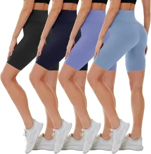 CAMPSNAIL 4 Pack Biker Shorts for Women High Waist - 5"/8" Tummy Control Soft Athletic Yoga Workout Running Gym Shorts