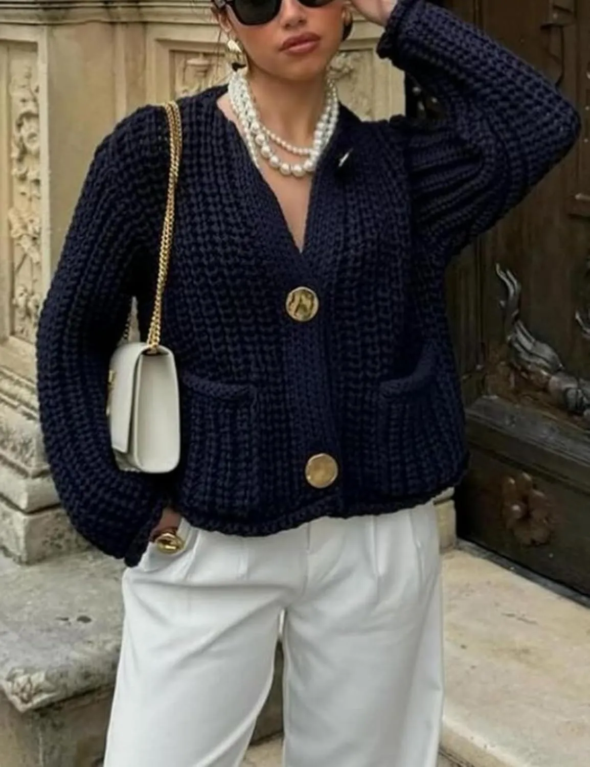 Cardigan Sweaters for Women Sweaters Womens Knit Cardigan Long Sleeve Open Front Button Down Jacket with Pockets