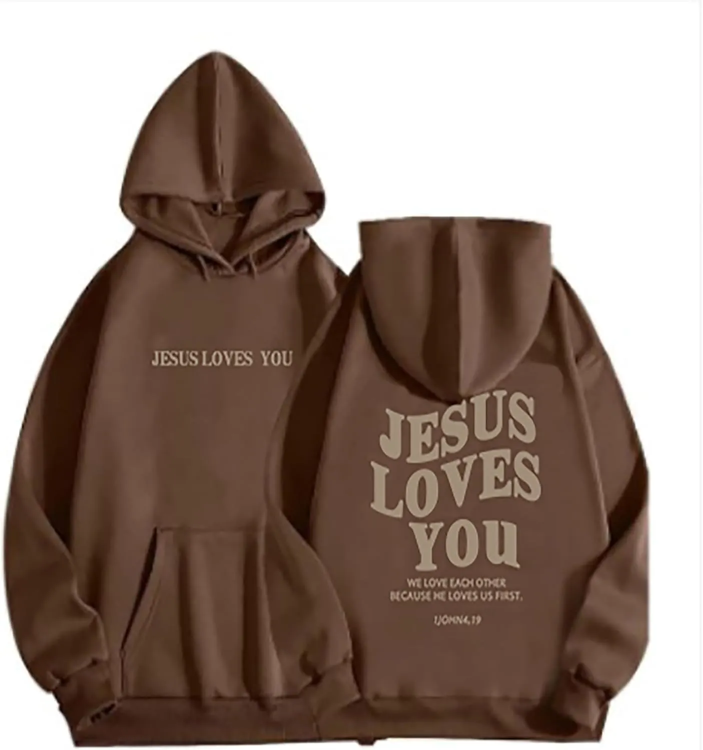 Christian Sweatshirt Women Jesus Loves You Hoodie Oversized Jesus Faith Pullover Inspirational Long Sleeve Tops