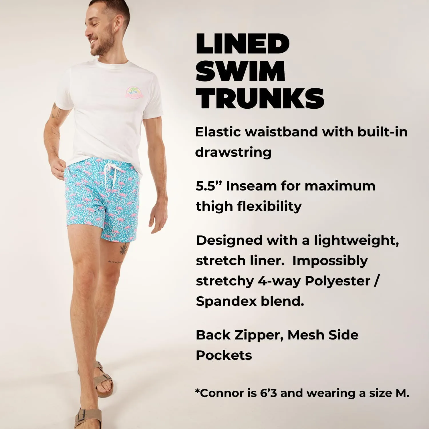 Chubbies Lined Mens Swim Trunks 5.5 Inch  Swim Shorts and Mens Shorts with Elastic Waist, Boxer Brief Liner, UPF 50 