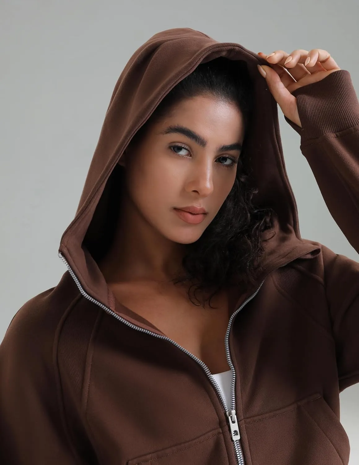 Colorfulkoala Women's Fleece Lined Oversized Hoodies Full-Zip Casual Workout Sweatshirts with Thumb Holes