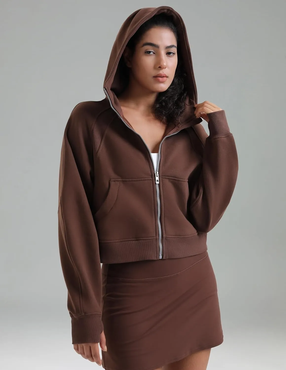 Colorfulkoala Women's Fleece Lined Oversized Hoodies Full-Zip Casual Workout Sweatshirts with Thumb Holes