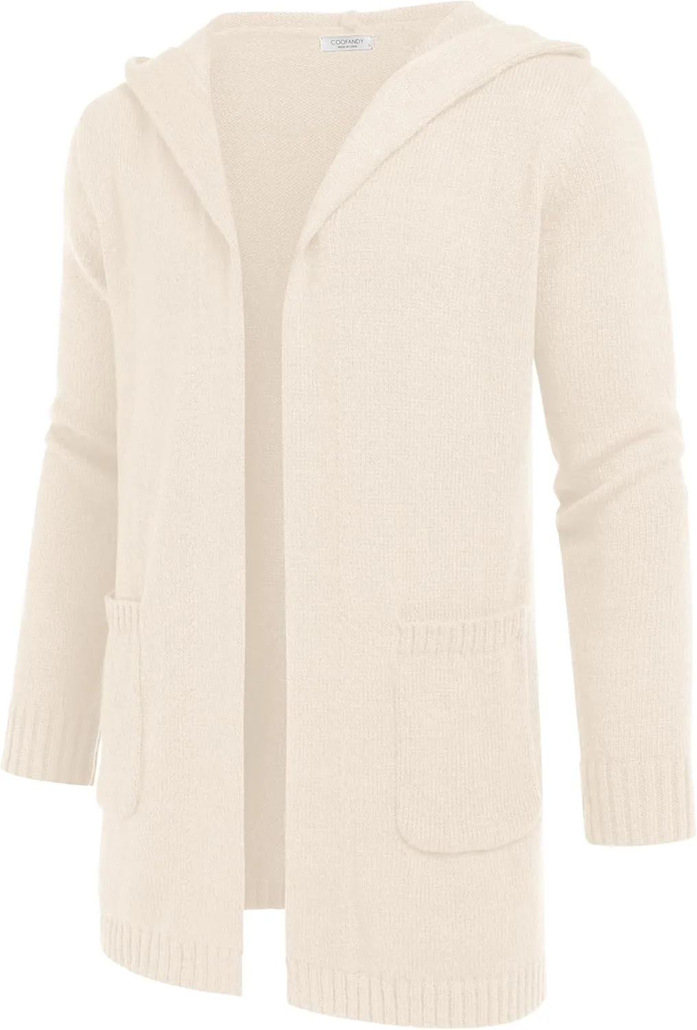 COOFANDY Mens Long Open Front Cardigan Sweater Lightweight Hooded Knitted Cardigan Sweaters with Pockets