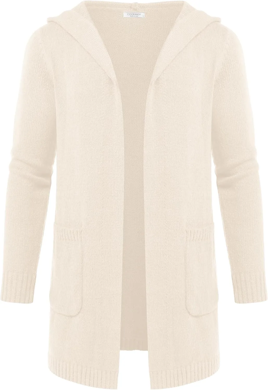 COOFANDY Mens Long Open Front Cardigan Sweater Lightweight Hooded Knitted Cardigan Sweaters with Pockets