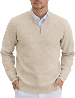 COOFANDY Mens Quarter Zip Pullover Slim Fit Lightweight Knit Pullover Sweaters Casual Polo Sweater