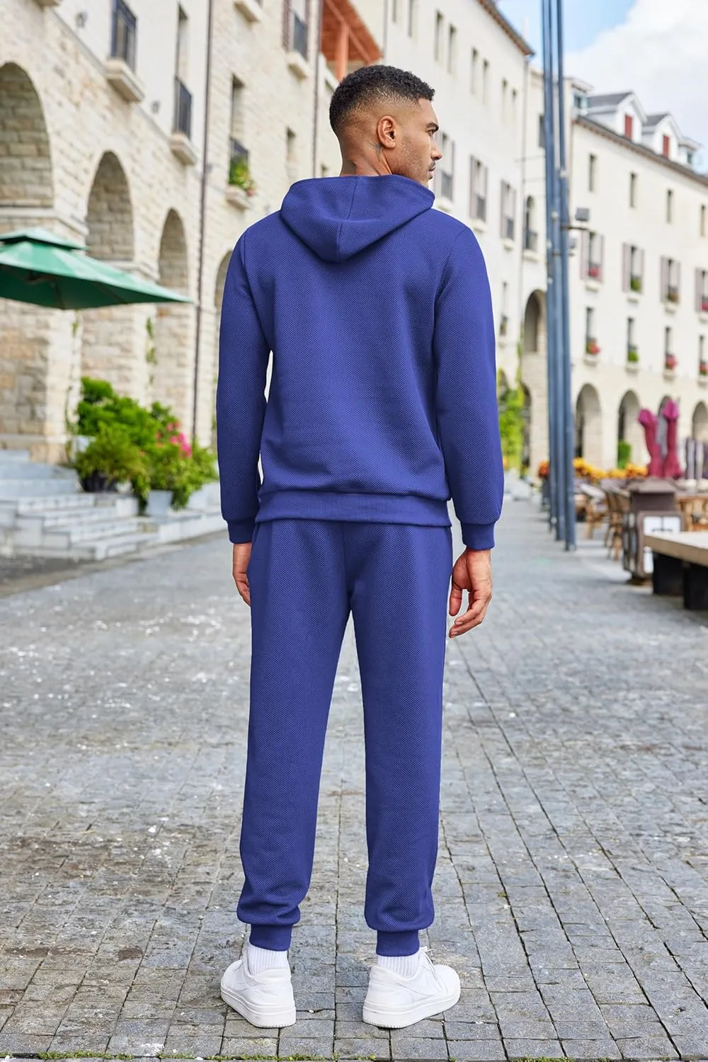 COOFANDY Men's Tracksuits 2 Pieces Waffle Hoodies Sweatsuit Sets Sports Jogging Suit Set