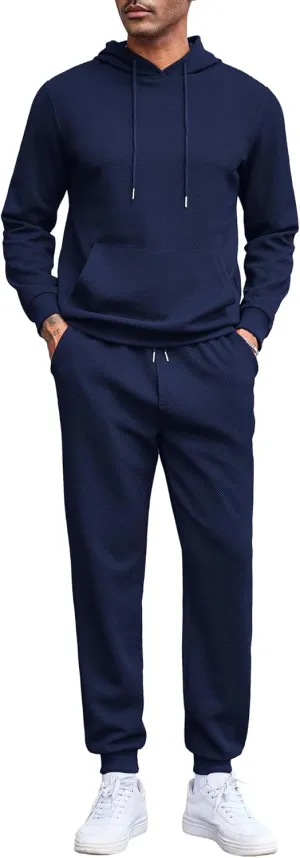 COOFANDY Men's Tracksuits 2 Pieces Waffle Hoodies Sweatsuit Sets Sports Jogging Suit Set