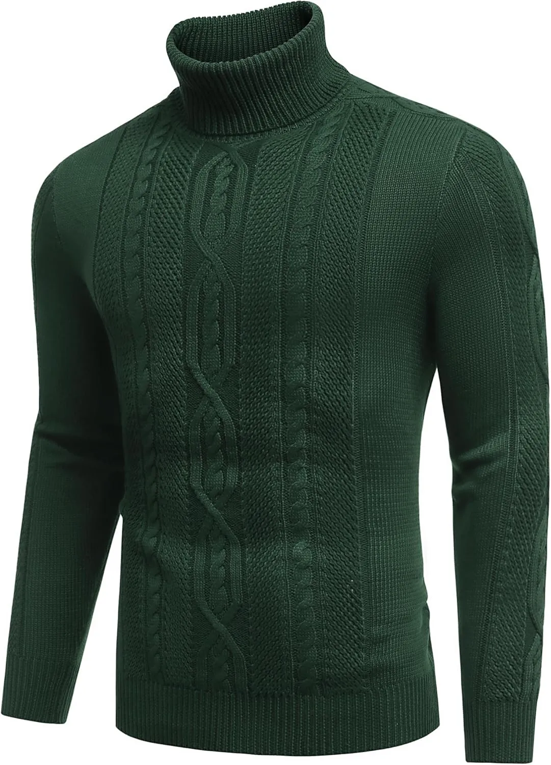 COOFANDY Men's Turtleneck Sweater Slim Fit Casual Warm Twisted Knitted Pullover Sweaters