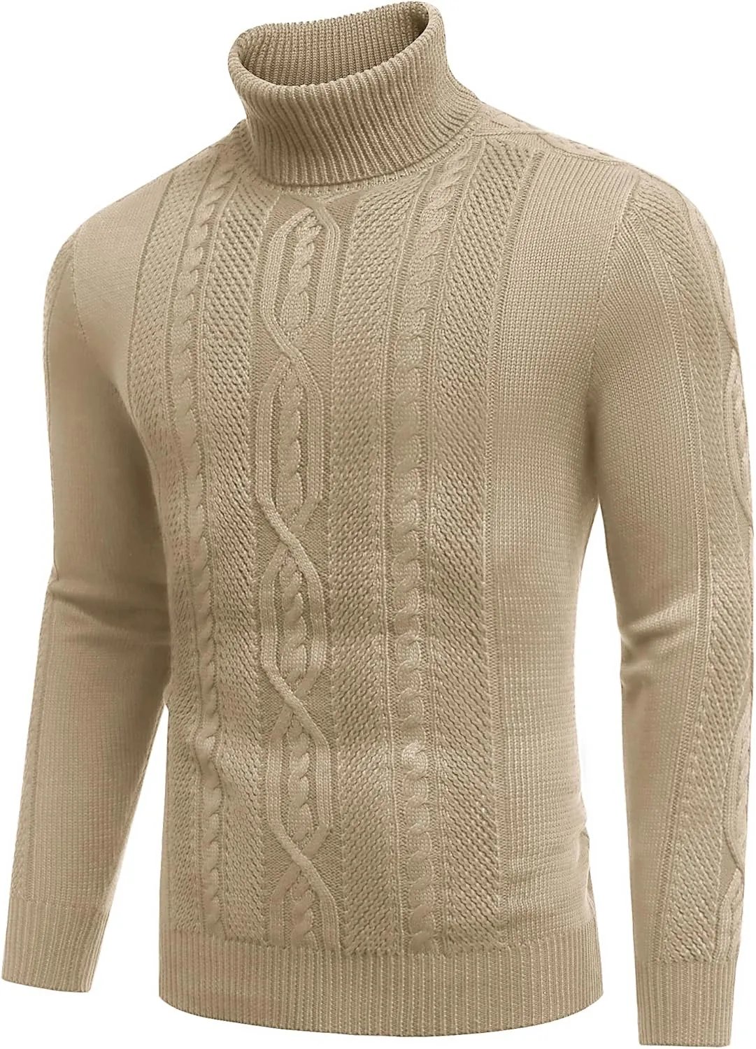 COOFANDY Men's Turtleneck Sweater Slim Fit Casual Warm Twisted Knitted Pullover Sweaters