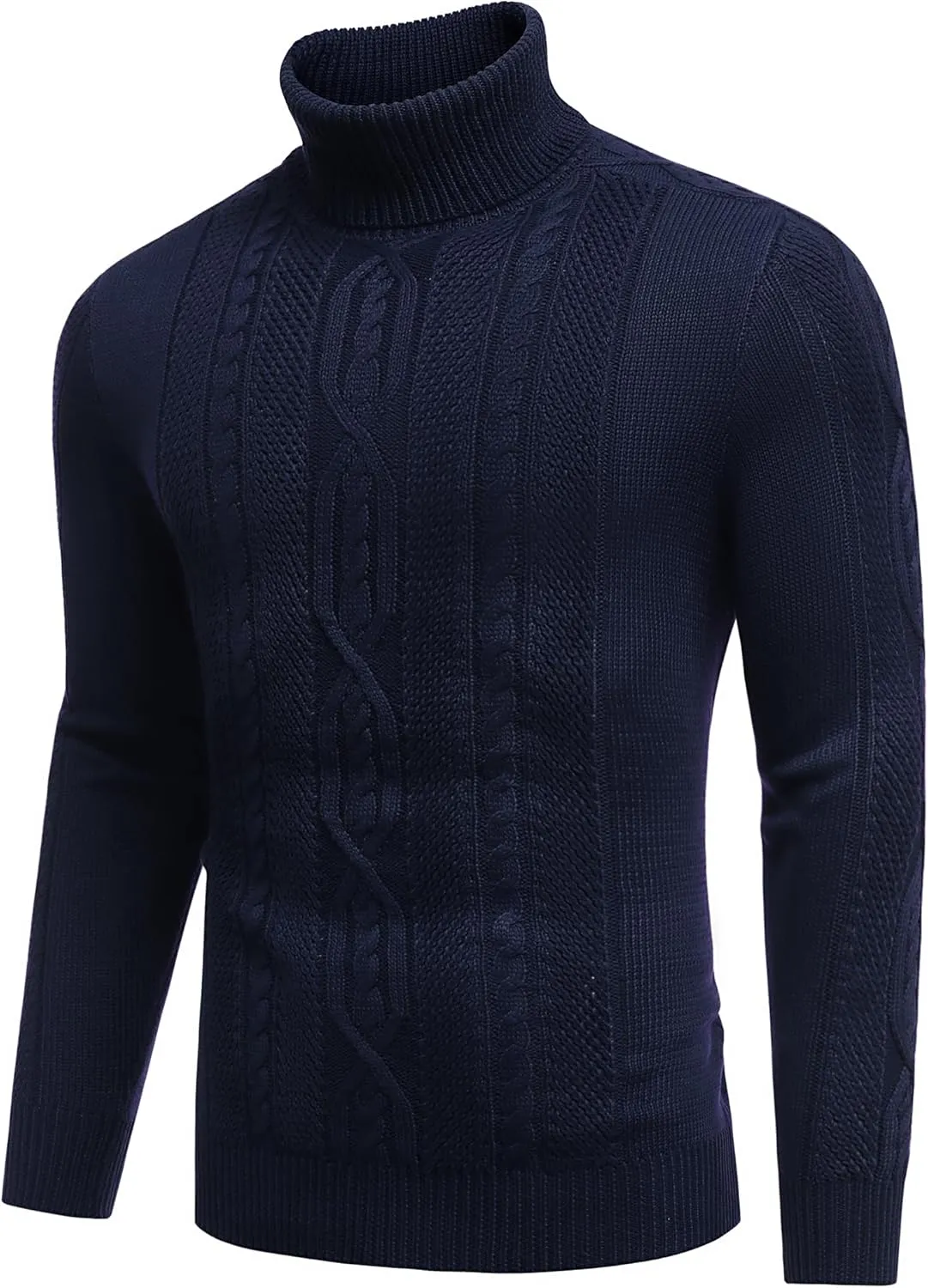 COOFANDY Men's Turtleneck Sweater Slim Fit Casual Warm Twisted Knitted Pullover Sweaters