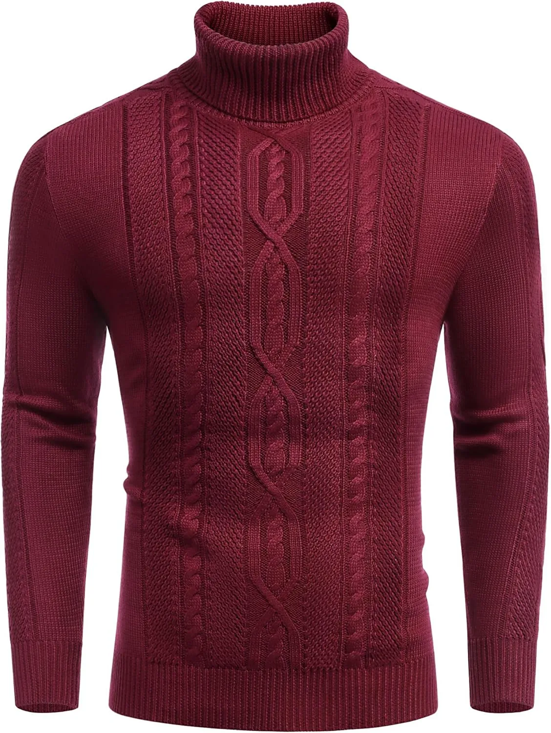 COOFANDY Men's Turtleneck Sweater Slim Fit Casual Warm Twisted Knitted Pullover Sweaters
