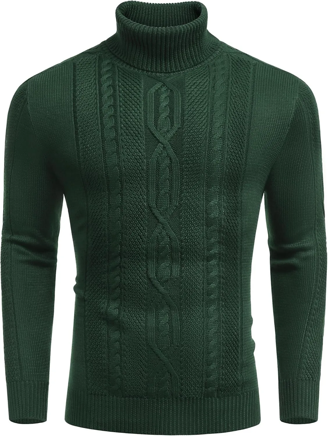 COOFANDY Men's Turtleneck Sweater Slim Fit Casual Warm Twisted Knitted Pullover Sweaters