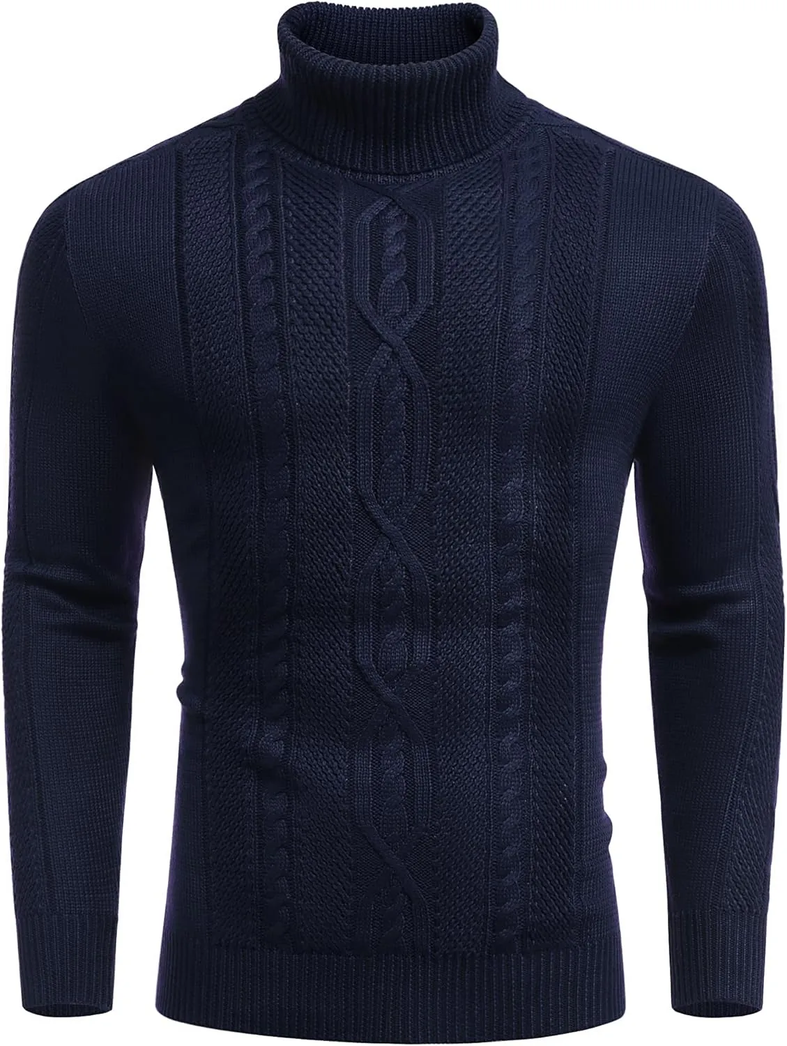 COOFANDY Men's Turtleneck Sweater Slim Fit Casual Warm Twisted Knitted Pullover Sweaters