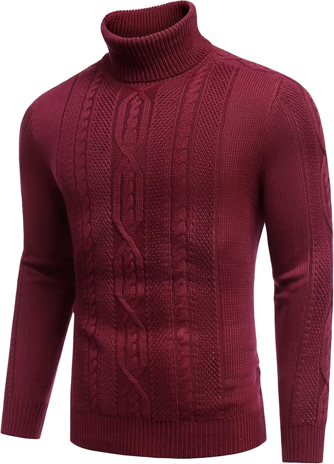 COOFANDY Men's Turtleneck Sweater Slim Fit Casual Warm Twisted Knitted Pullover Sweaters