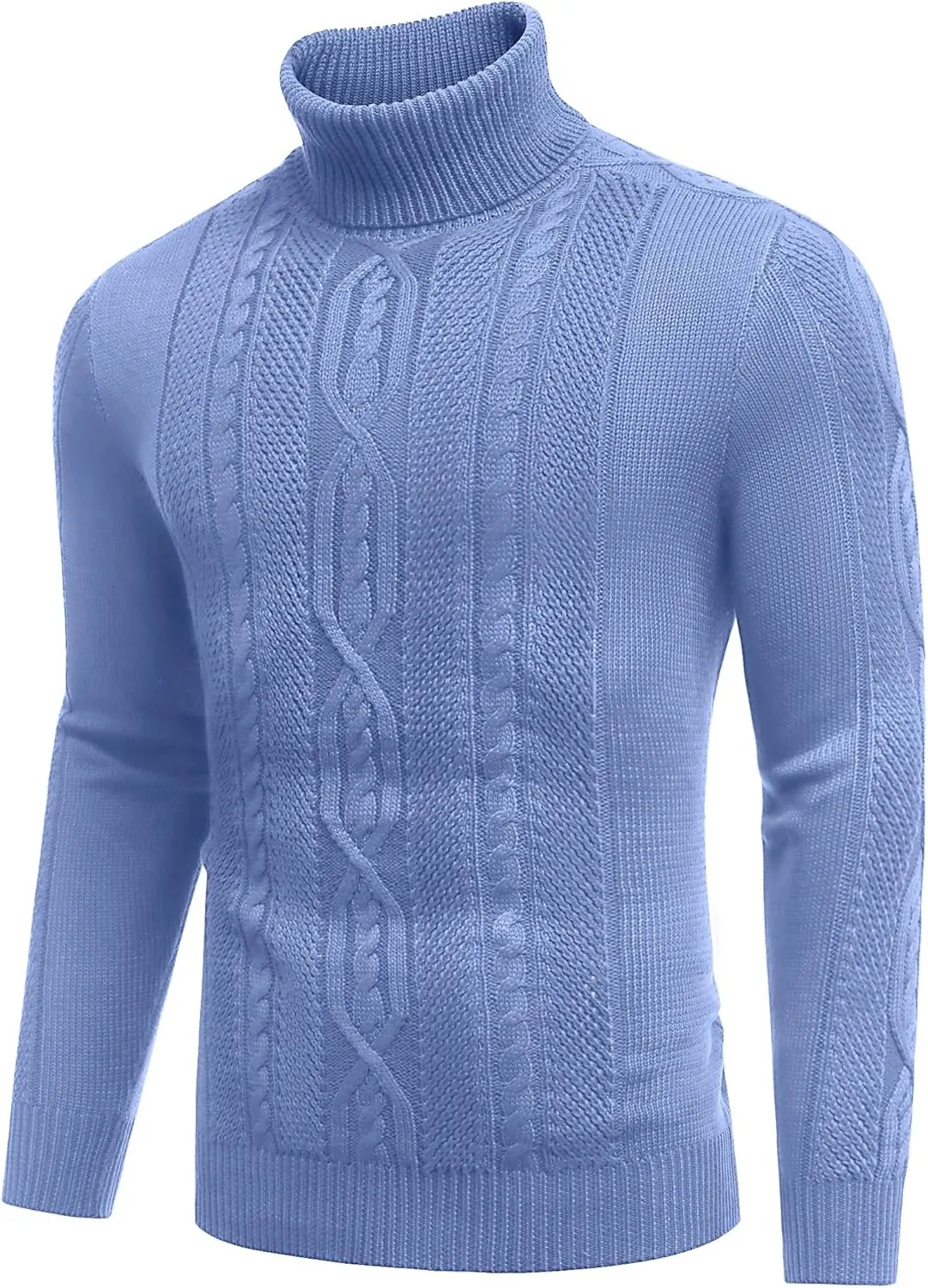 COOFANDY Men's Turtleneck Sweater Slim Fit Casual Warm Twisted Knitted Pullover Sweaters
