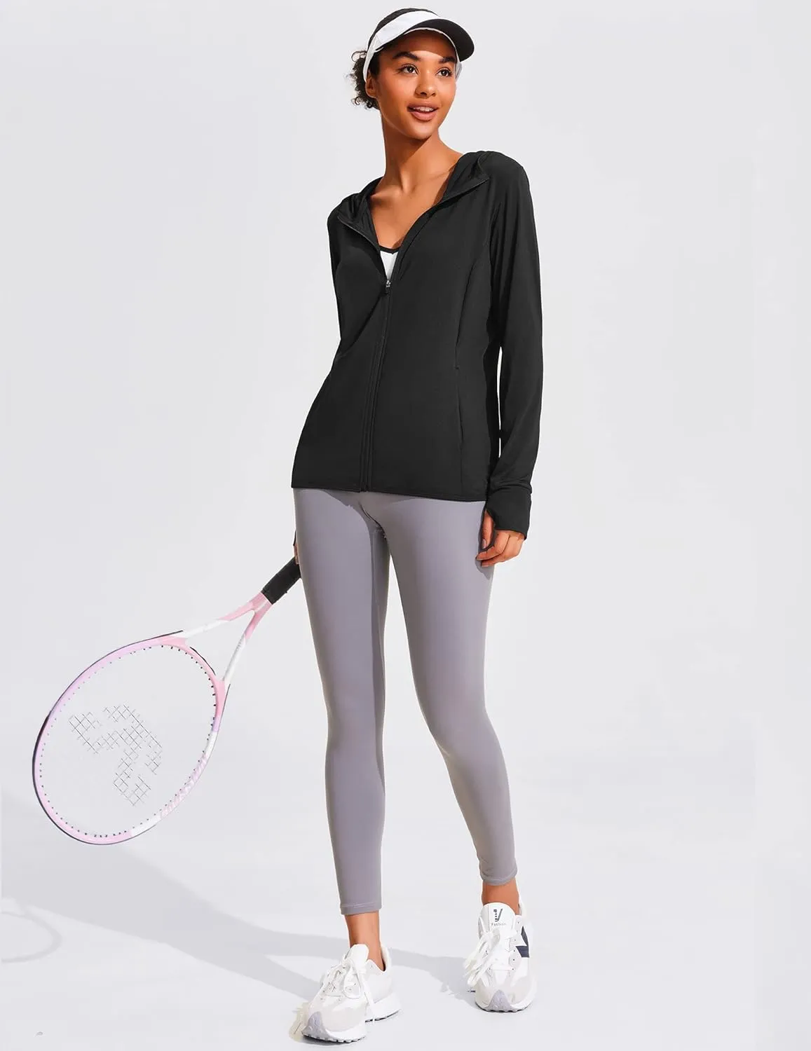 COOrun Women's UPF 50  Sun Protection Hoodie Jackets Full Zip Long Sleeve Active Shirts Outdoor Hiking Running
