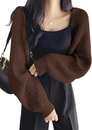 COZYEASE Women's Cropped Cardigan Sweaters Long Sleeve Open Front Knit Bolero Shrug Sweater Fall Outfits