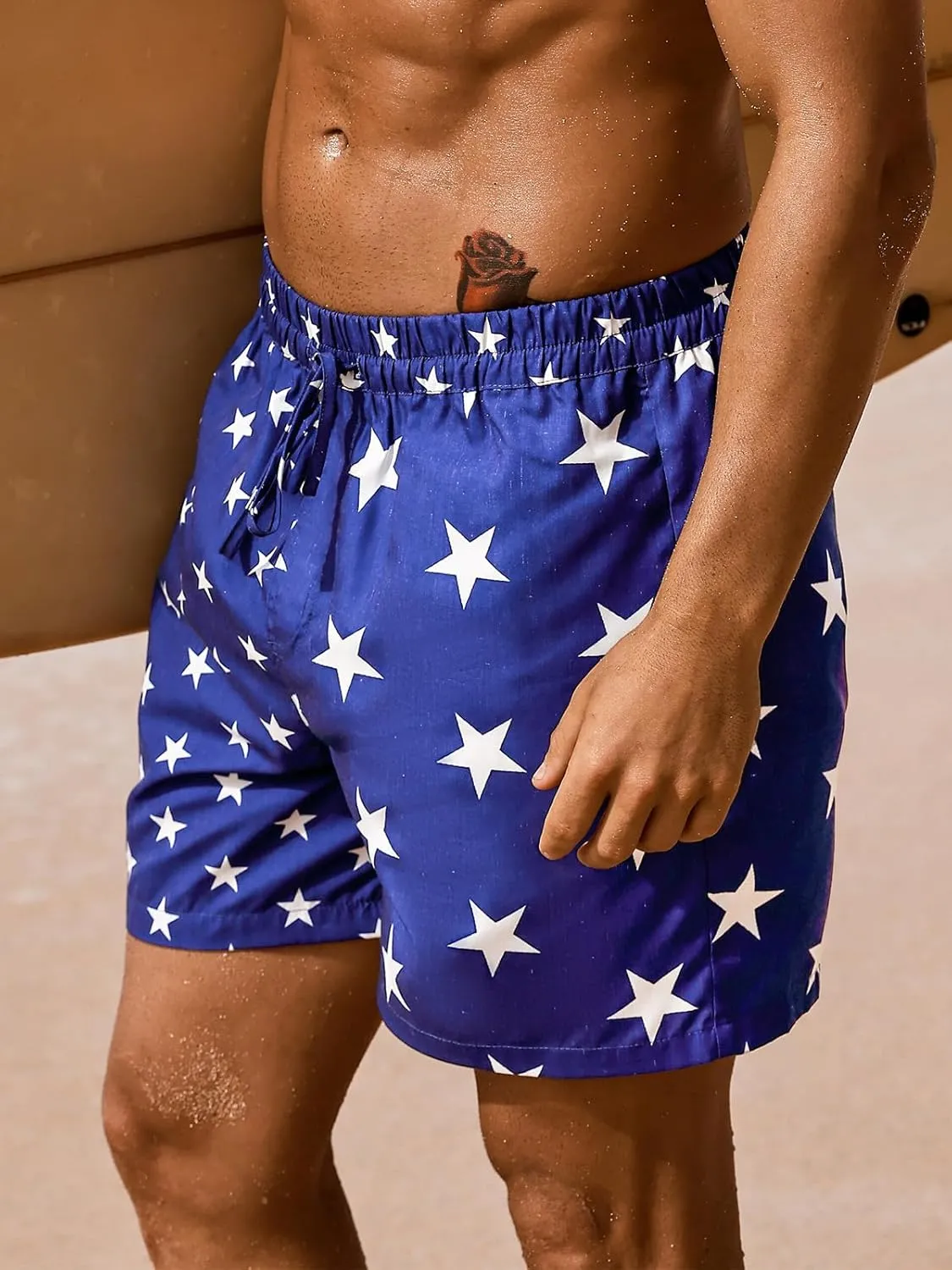 CUPSHE Men's Swim Trunks Board Shorts 5.5 Inch Inseam Mens Swim Shorts, Pockets, Drawstring