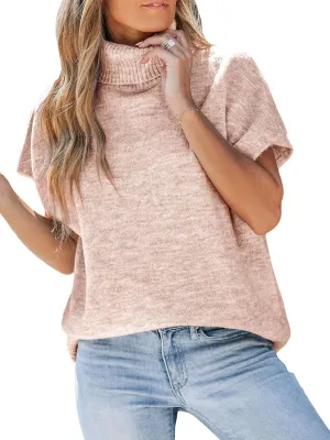 CUPSHE Women's Turtleneck Sweaters Cap Sleeve Knitted Casual Fit Pullover Tops Trendy Fall 2024