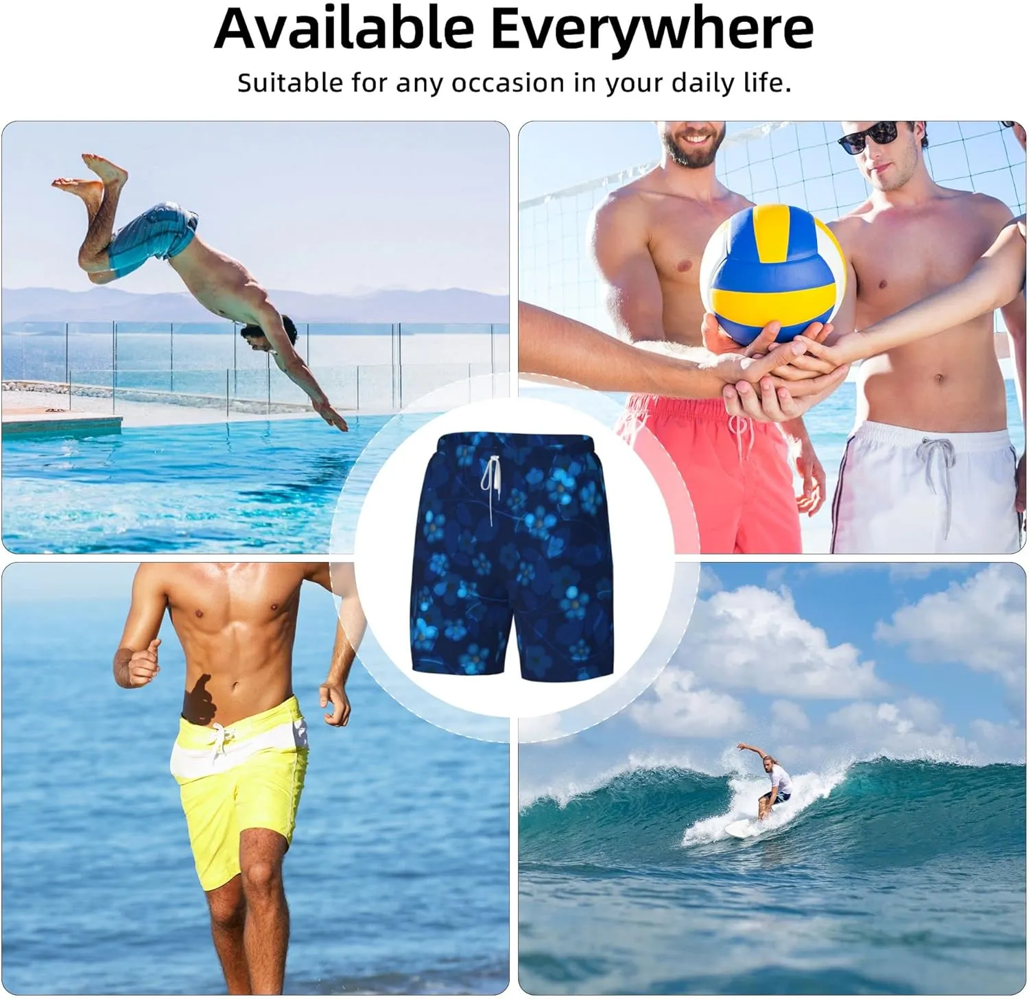 Custom Men's Swim Trunks with Photo Image Text Personalized Board Shorts Mesh Lining Pockets Quick Dry Beach Swimming Shorts