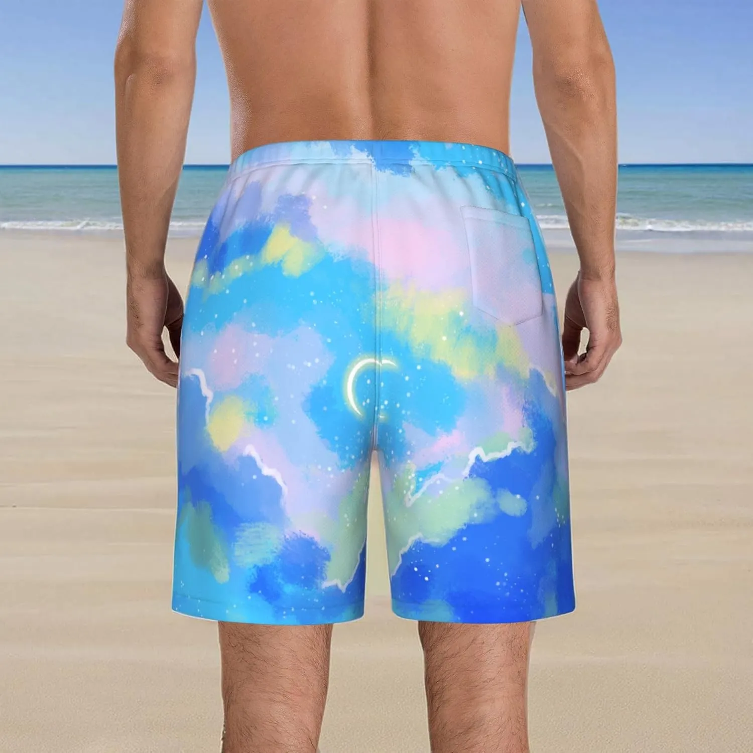 Custom Men's Swim Trunks with Photo Image Text Personalized Board Shorts Mesh Lining Pockets Quick Dry Beach Swimming Shorts