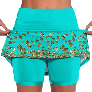 DDAPJ pyju Women Shorts Stretchy Yoga Skort Trendy Floral Print Athletic Skirts Plus Size Golf Athletic Workout Skort