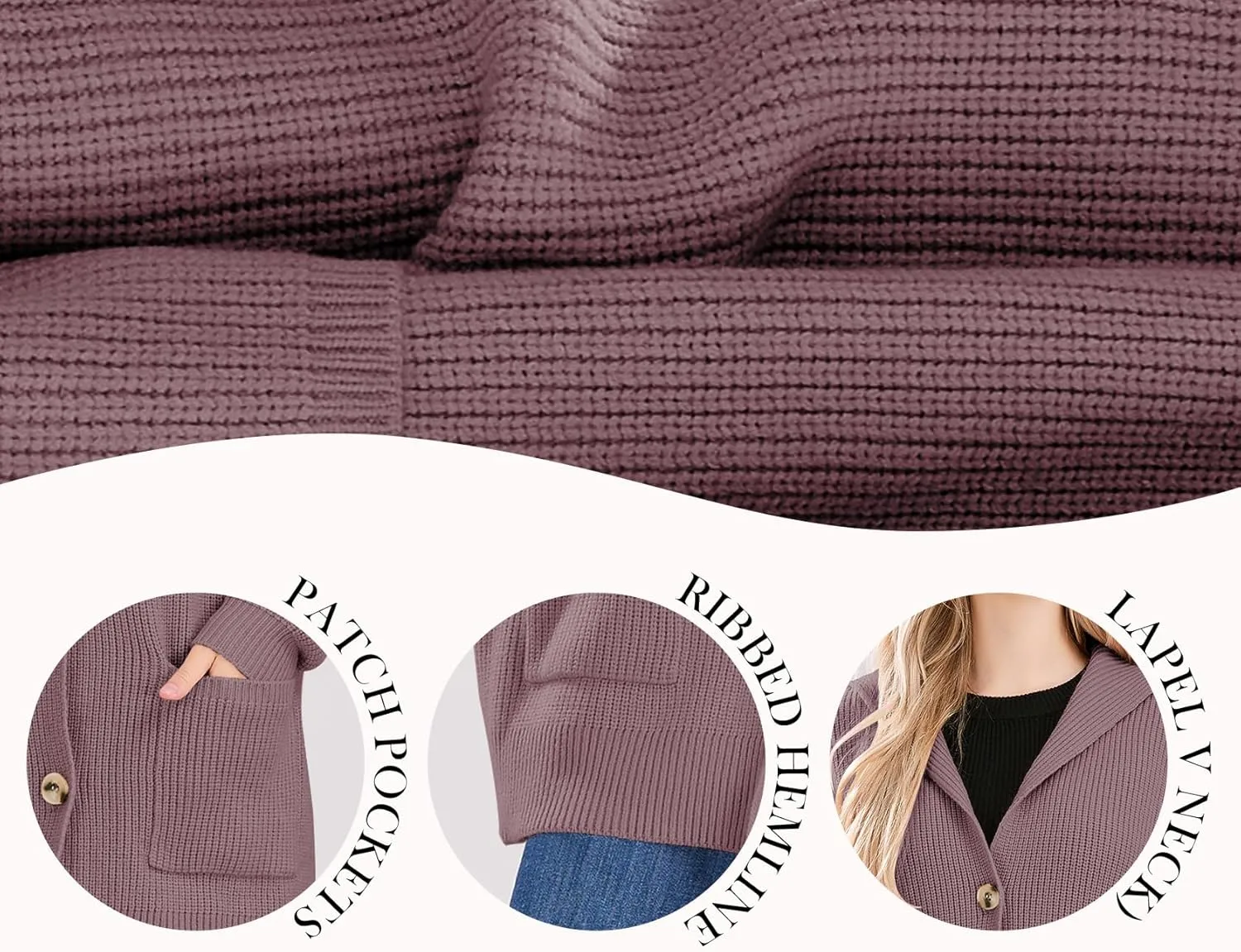 ebossy Women's Oversized Sailor Collar Button Cardigans Chunky Knit Long Sleeve Slouchy Sweaters Coat with Pockets