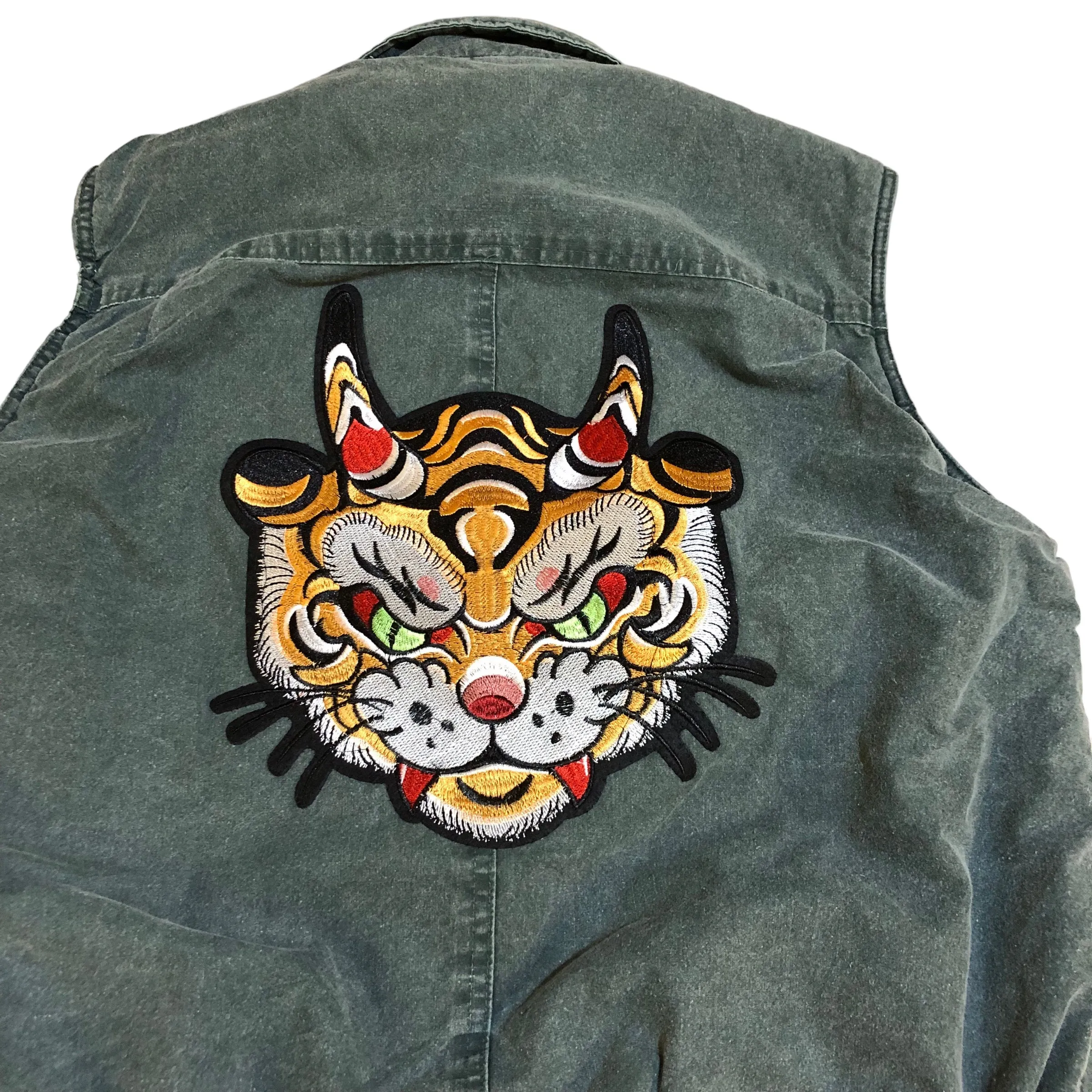 Embellished Dragon Tiger Cat Sherpa vest