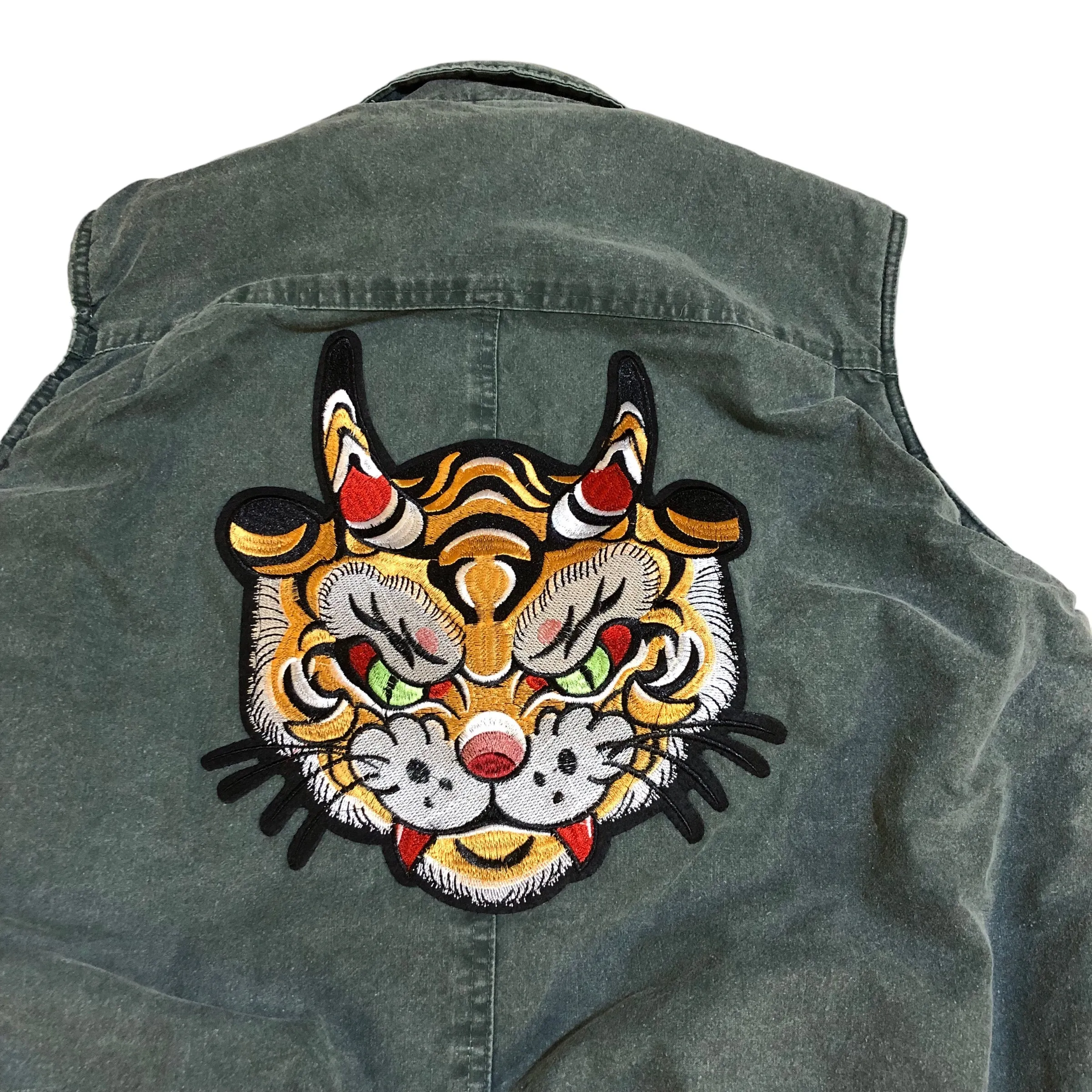Embellished Dragon Tiger Cat Sherpa vest