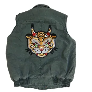 Embellished Dragon Tiger Cat Sherpa vest