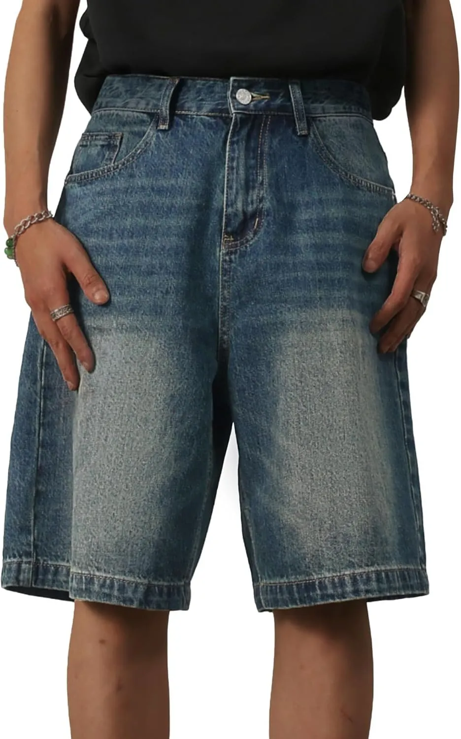 EMMIOL Mens Baggy Jean Shorts Loose Fit Denim Shorts Men Summer Casual Jorts Y2k Hip Hop Short Jeans Streetwear Clothes