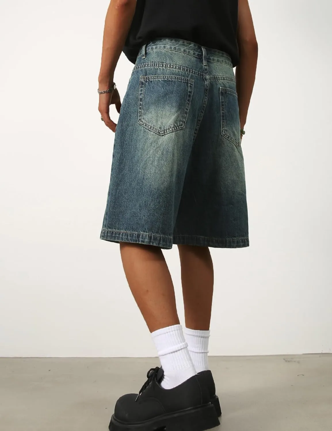 EMMIOL Mens Baggy Jean Shorts Loose Fit Denim Shorts Men Summer Casual Jorts Y2k Hip Hop Short Jeans Streetwear Clothes