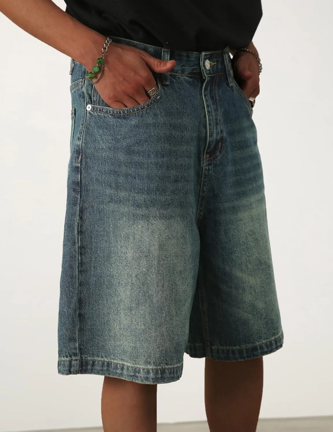 EMMIOL Mens Baggy Jean Shorts Loose Fit Denim Shorts Men Summer Casual Jorts Y2k Hip Hop Short Jeans Streetwear Clothes