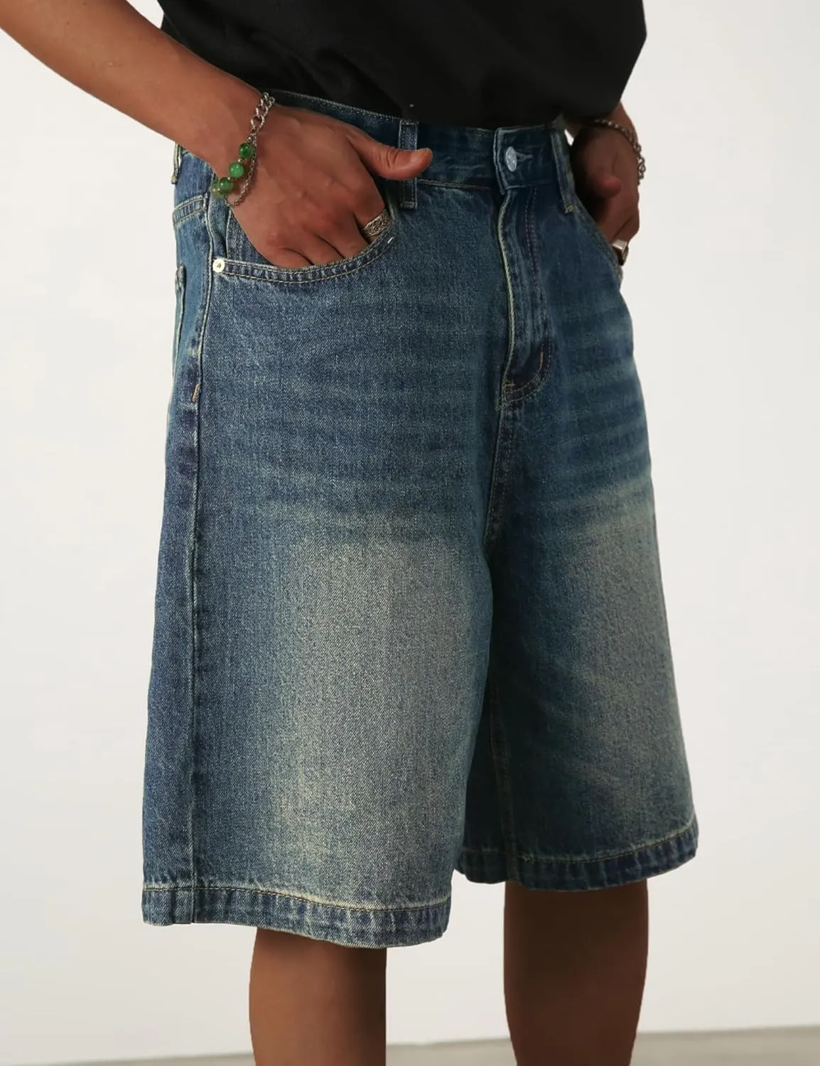EMMIOL Mens Baggy Jean Shorts Loose Fit Denim Shorts Men Summer Casual Jorts Y2k Hip Hop Short Jeans Streetwear Clothes