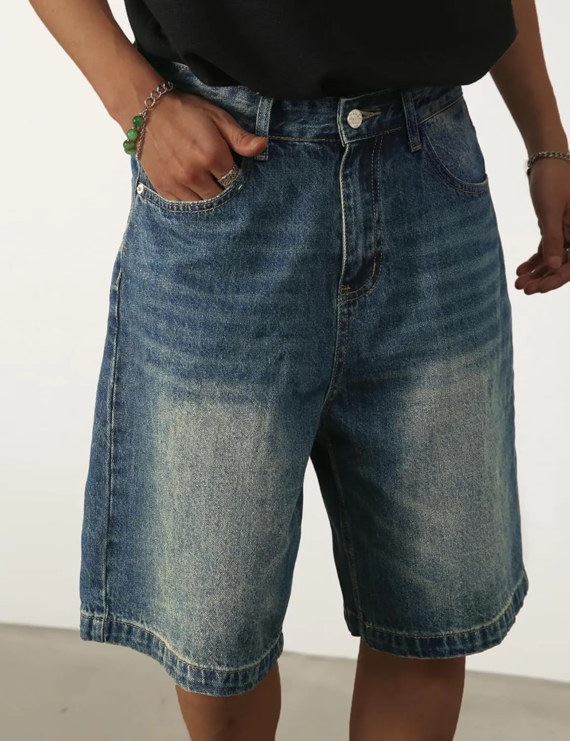 EMMIOL Mens Baggy Jean Shorts Loose Fit Denim Shorts Men Summer Casual Jorts Y2k Hip Hop Short Jeans Streetwear Clothes