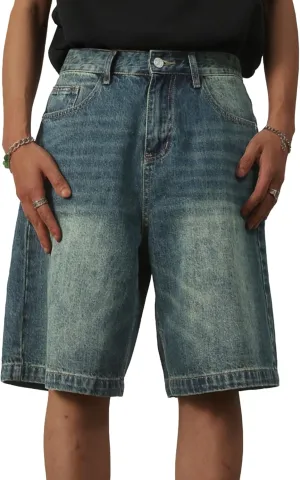 EMMIOL Mens Baggy Jean Shorts Loose Fit Denim Shorts Men Summer Casual Jorts Y2k Hip Hop Short Jeans Streetwear Clothes