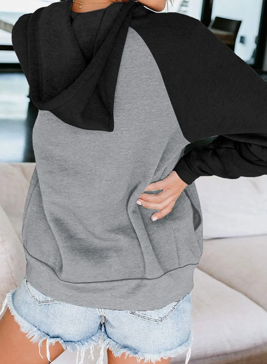 Ezbelle Women's Color Block Zip Up Hoodie Sweatshirt Casual Long Sleeve Jacket Sweater with Pockets