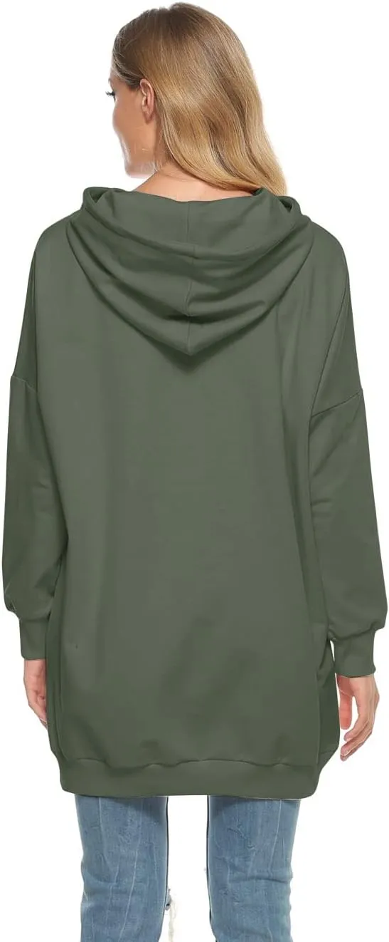 Famulily Womens Oversized Hoodie Extra Long Hooded Tunic Sweatshirt with Pockets