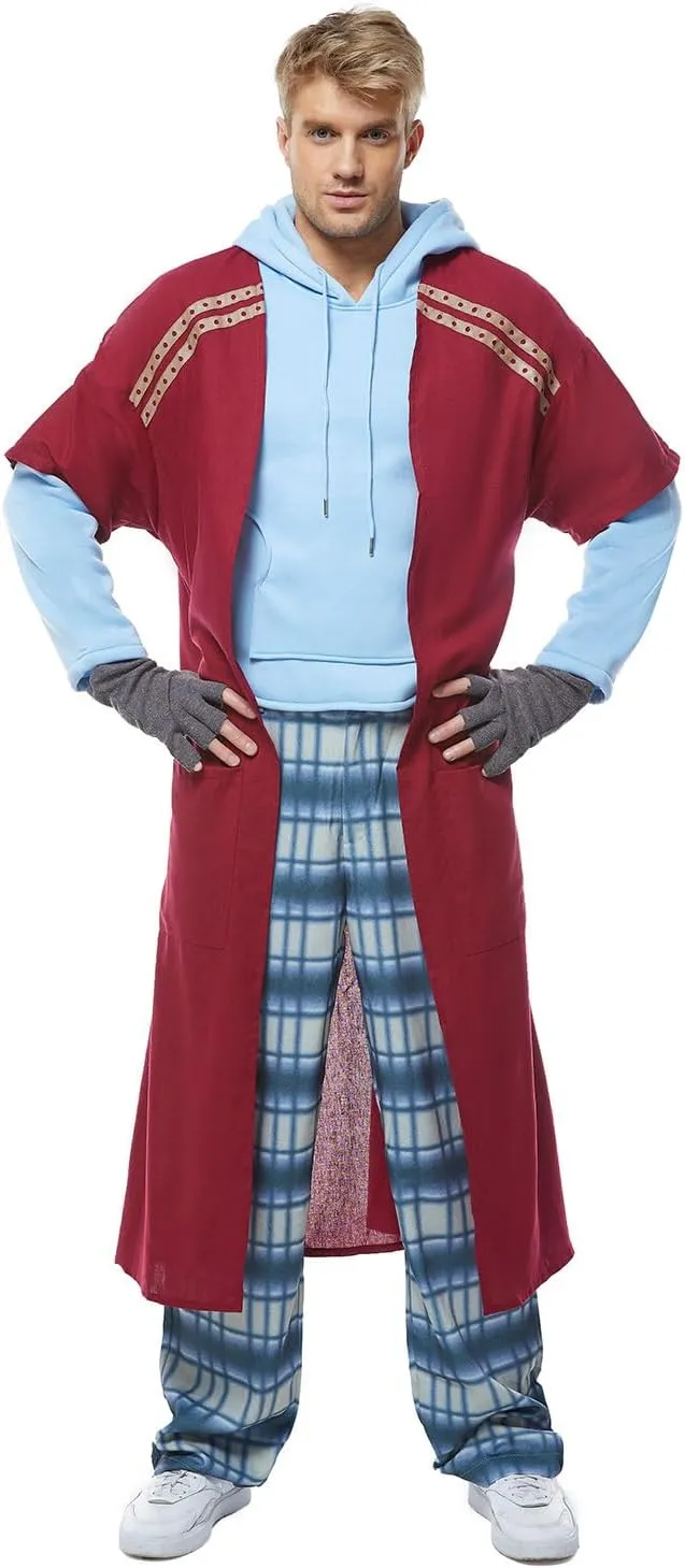 Feeriay Fat Mens Costume Super Hero Cosplay Hoodie Pants Cloak Coat Outfits for Adults Men Halloween