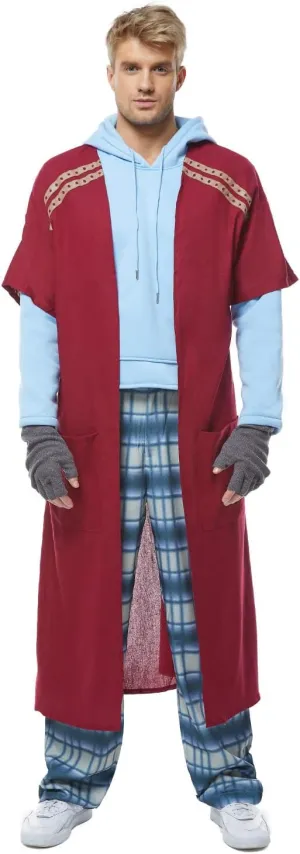 Feeriay Fat Mens Costume Super Hero Cosplay Hoodie Pants Cloak Coat Outfits for Adults Men Halloween