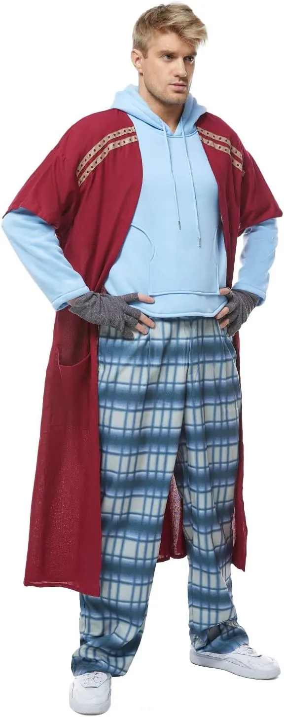 Feeriay Fat Mens Costume Super Hero Cosplay Hoodie Pants Cloak Coat Outfits for Adults Men Halloween