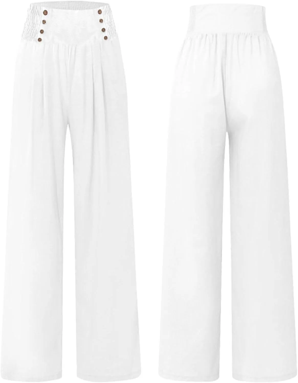 Flowy Pants for Women Wide Leg Beach Trousers Casual Summer Loose Fit Cotton Linen Yoga Palazzo Pants with Pockets
