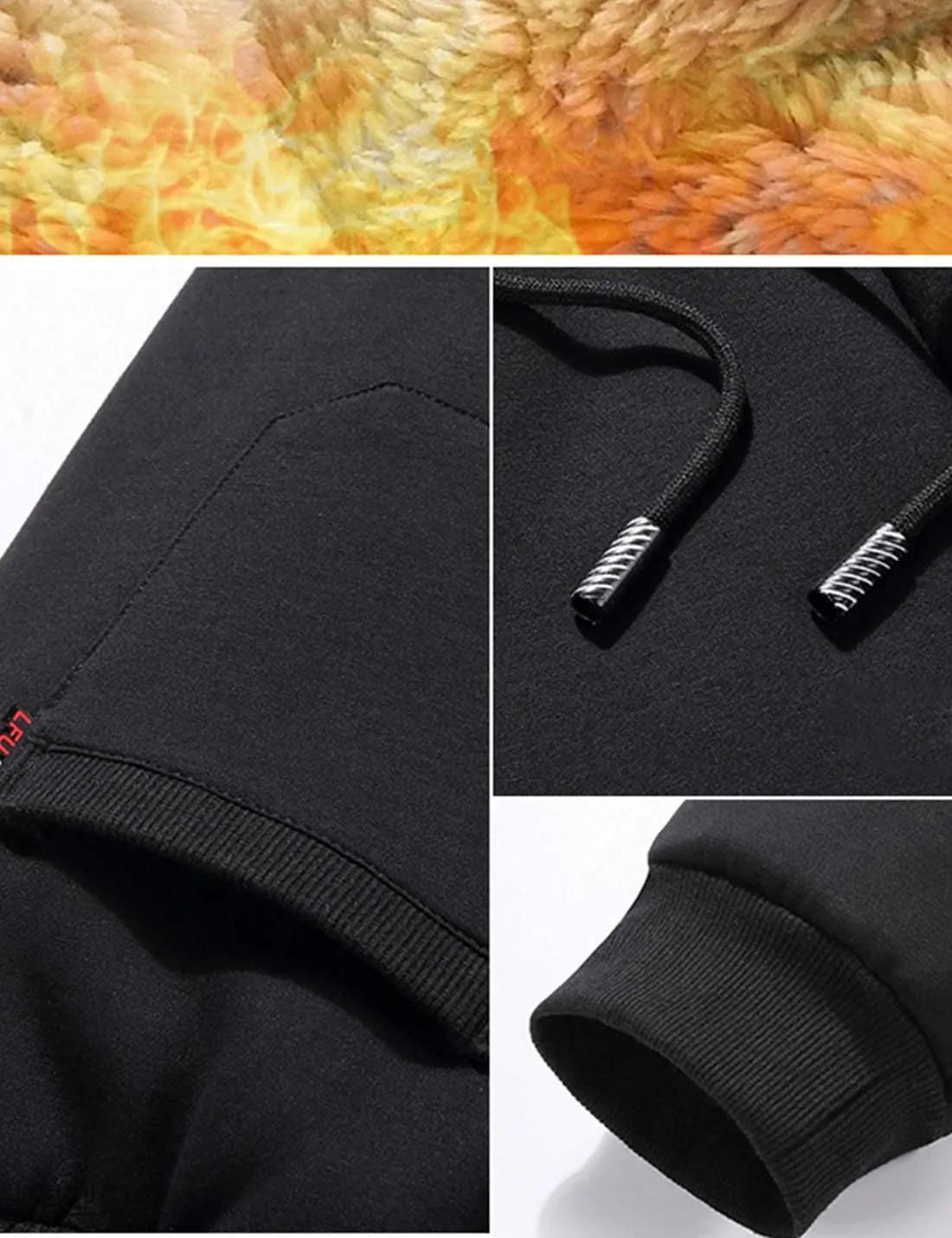 Flygo Men's Warm Fleece Sherpa Lined Sweatpants Drawstring Jogger Harem Pants