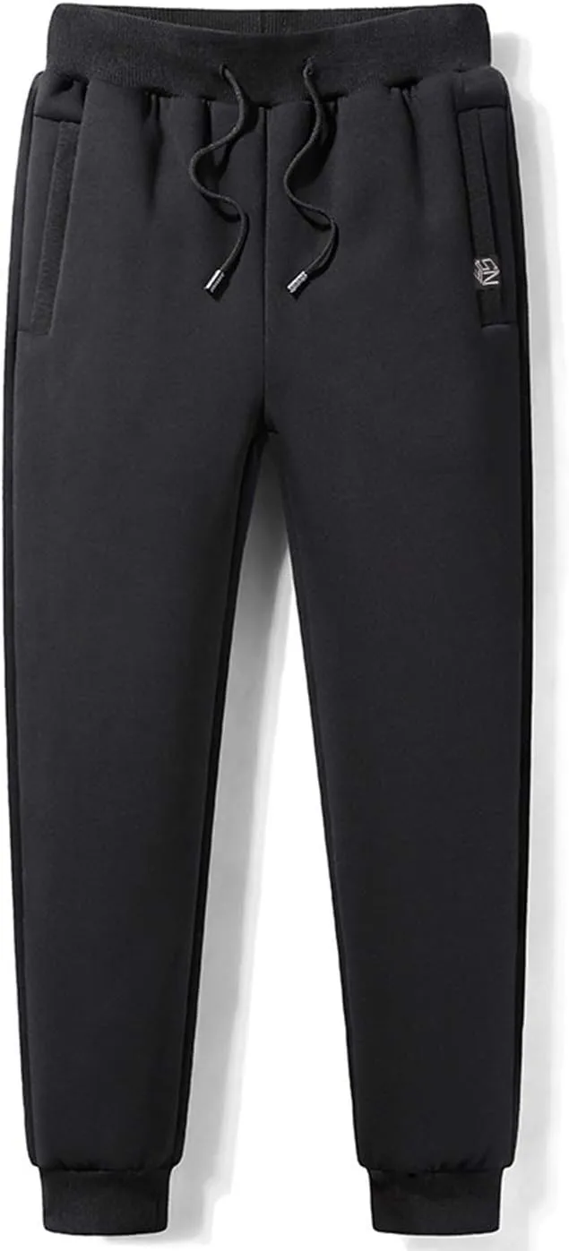 Flygo Men's Warm Fleece Sherpa Lined Sweatpants Drawstring Jogger Harem Pants