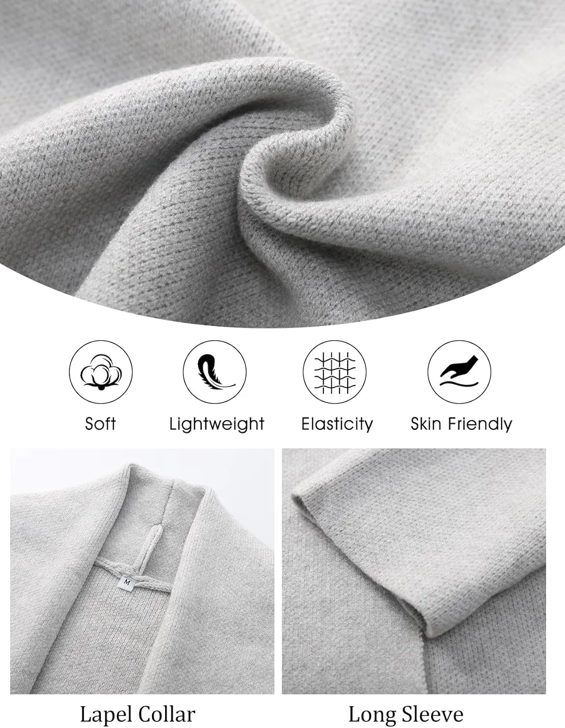 Flygo Women's Cropped Cardigan Sweater Oversized Shawl Lapel 2024 Fall Fashion Open Front Sweater Jacket Knit Outwear