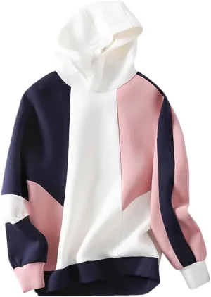 Fnfmrfmr Women Hooded Sweatshirts Casual Long Sleeve Patchwork Hoodies Tops Oversize Pullovers