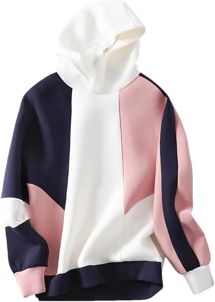 Fnfmrfmr Women Hooded Sweatshirts Casual Long Sleeve Patchwork Hoodies Tops Oversize Pullovers